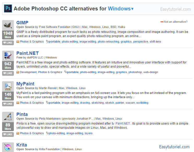 alternativeto results photoshop