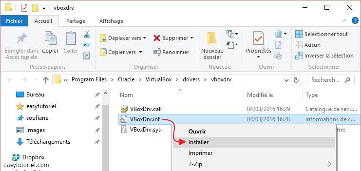 VBoxDrv inf virtualbox reparation installer