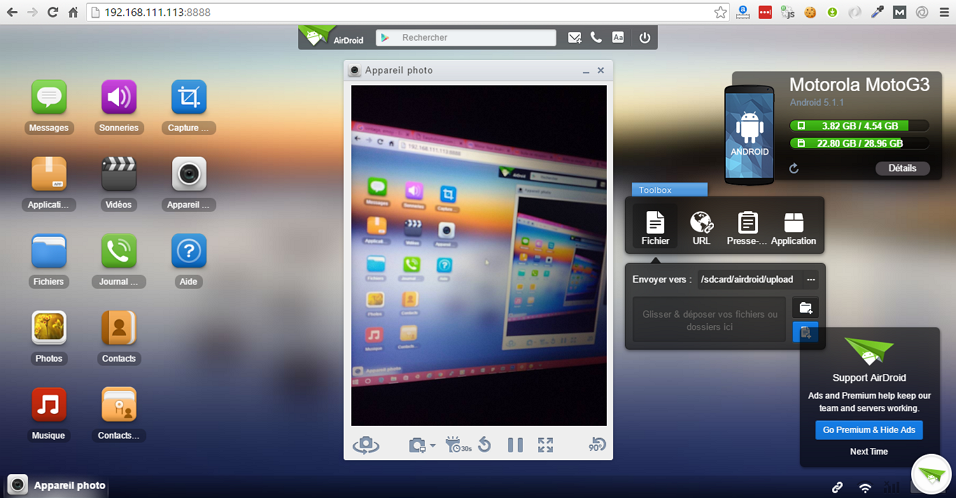 airdroid navigateur 192 168 local appareil photo