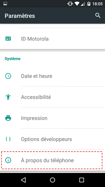 android a propos du telephone