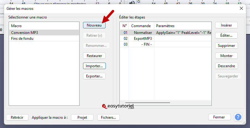 conversion audacity hauteur pitch 440 432 frequence musique chanson windows 10 nouveau macro