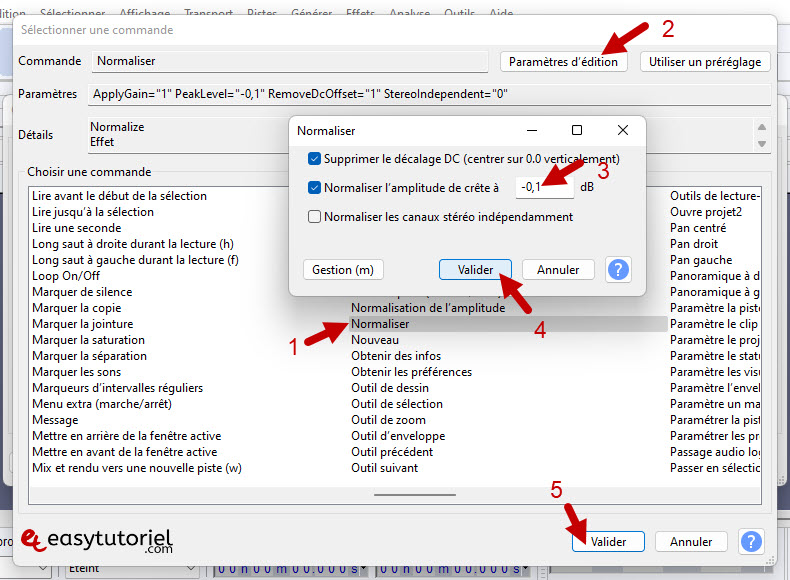 conversion audacity hauteur pitch 440 432 frequence musique chanson windows 15 normaliser