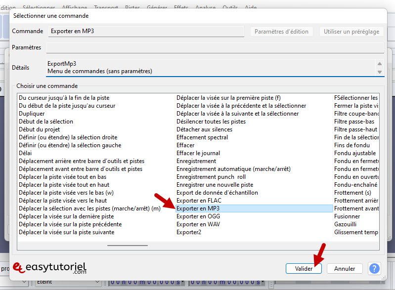 conversion audacity hauteur pitch 440 432 frequence musique chanson windows 16 exporter en mp3 selectionbner une commande