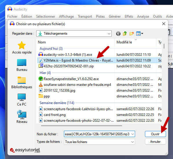 conversion audacity hauteur pitch 440 432 frequence musique chanson windows 4 ouvrir choisir