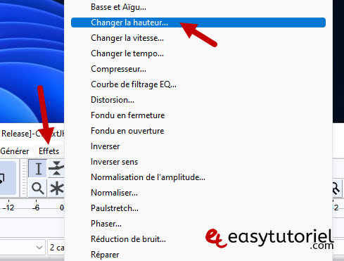 conversion audacity hauteur pitch 440 432 frequence musique chanson windows 6 changer hauteur effets