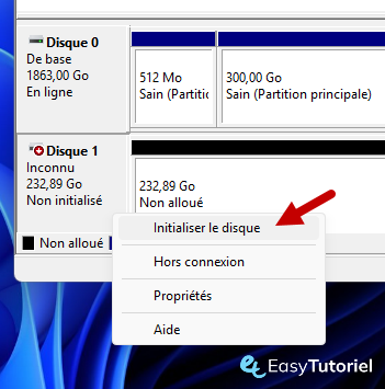 initialiser le disque