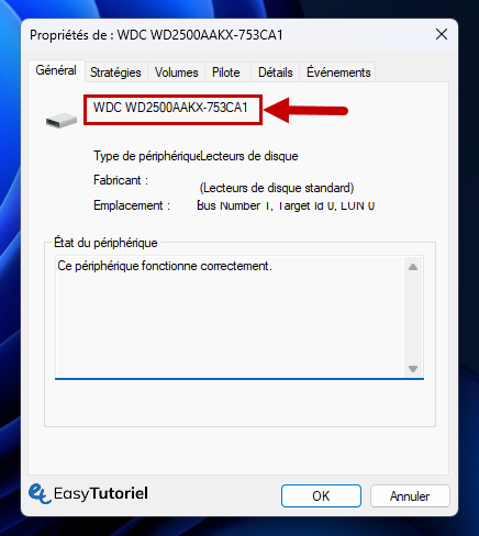 proprietes disque dur