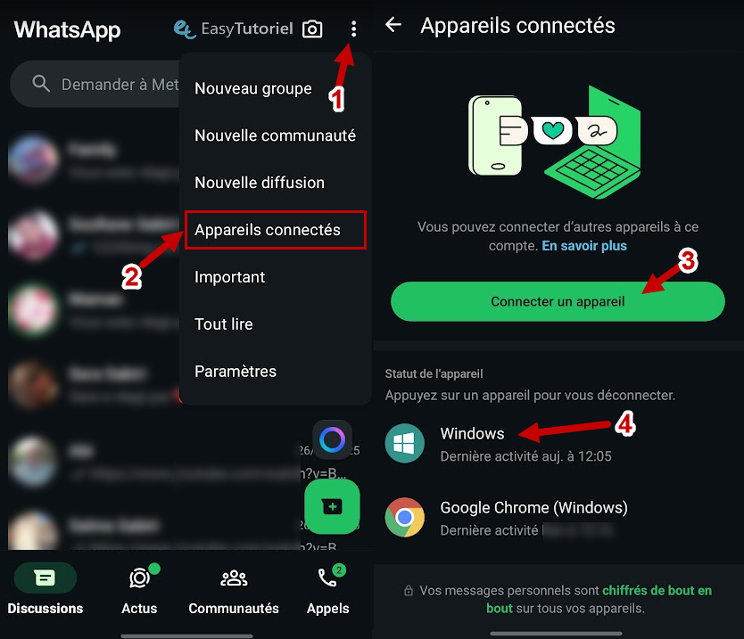 connecter appareil connecte windows whatsapp