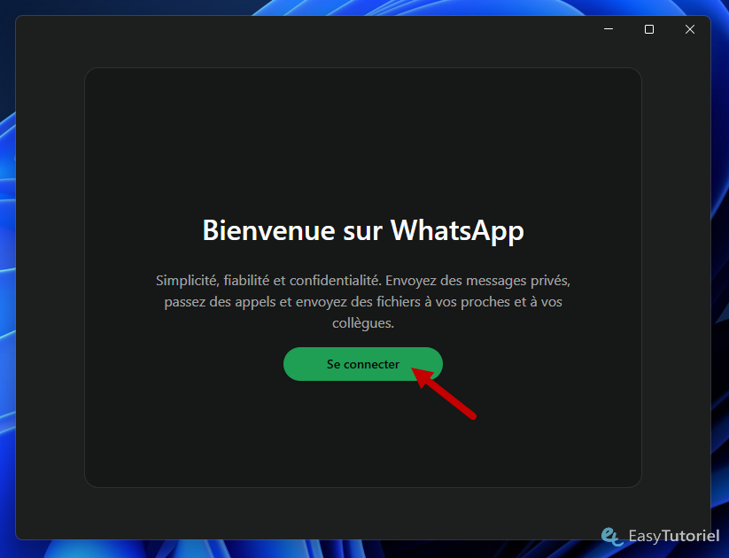 se connecter bienvenue whatsapp