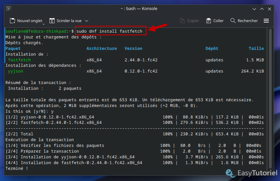 sudo dnf install fastfetch fedora