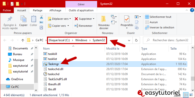manières ouvrir gestionnaire des tâches windows 10 5 taskmgr system32