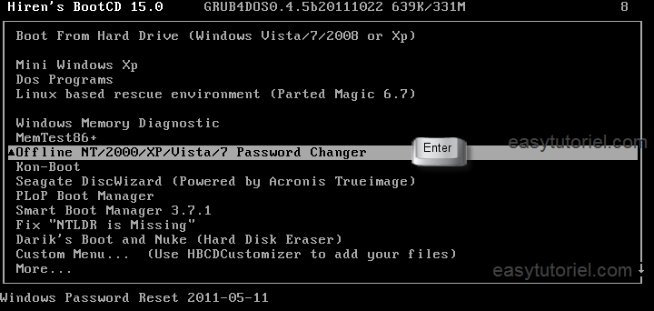 hiren boot cd password reset