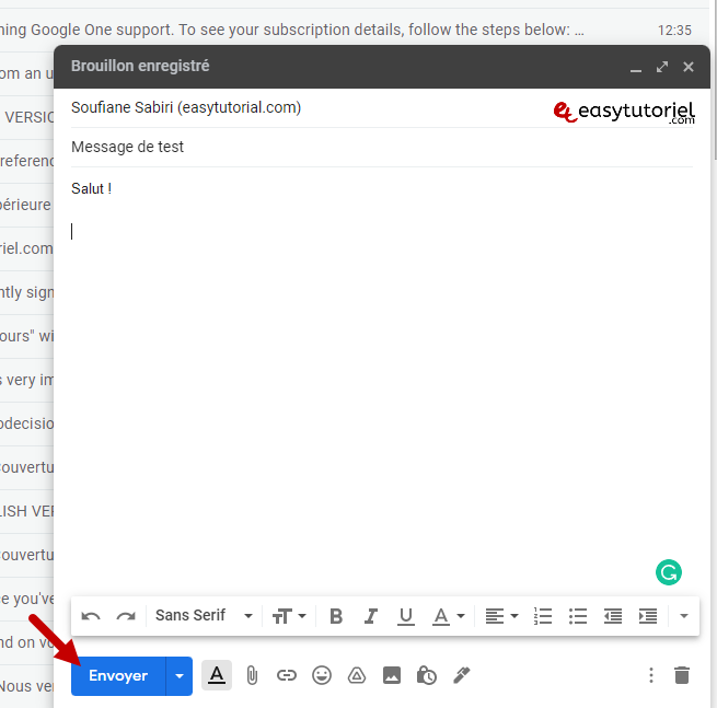 envoyer message gmail