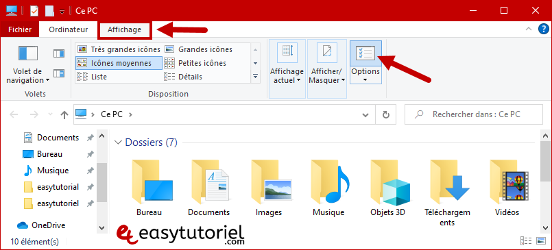 cacher fichiers dossiers attrib windows 10 1 affichage options