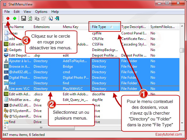nettoyer menu contextuel windows 3