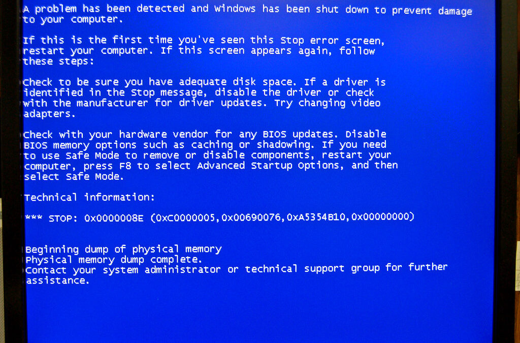 ecran bleu erreur windows bsod solution