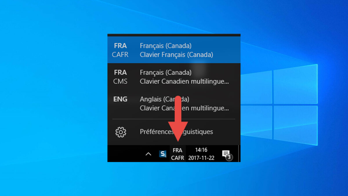 Comment cacher la barre de langues FRA sur Windows 10