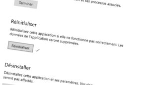 reinitialiser application microsoft store windows 10