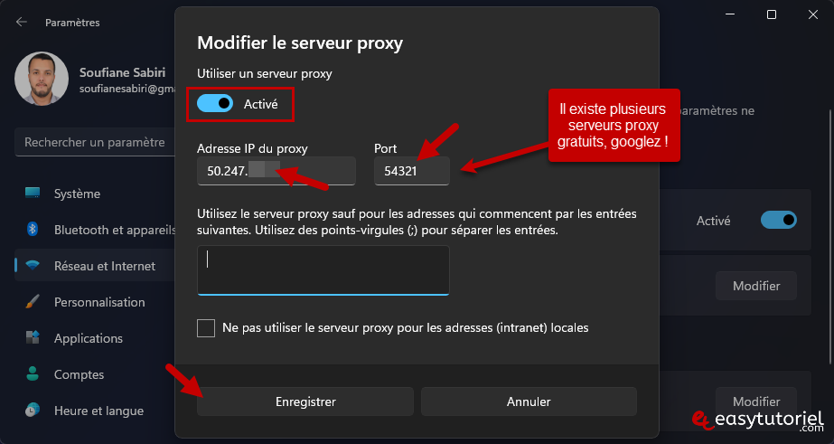 configurer proxy internet anonymat windows 11 4 modifier le serveur