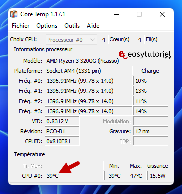core temp temperature cpu processeur pc windows 11 2