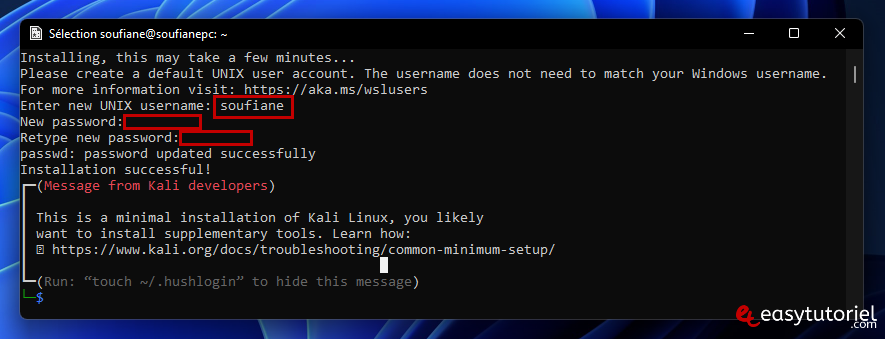 installer kali linux wsl windows 11 windows terminal unix sous systeme 8 installing