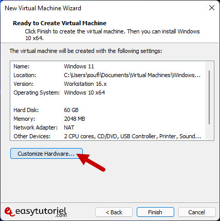 installer windows 11 vmware workstation player gratuit machine virtuelle 7 customize hardware