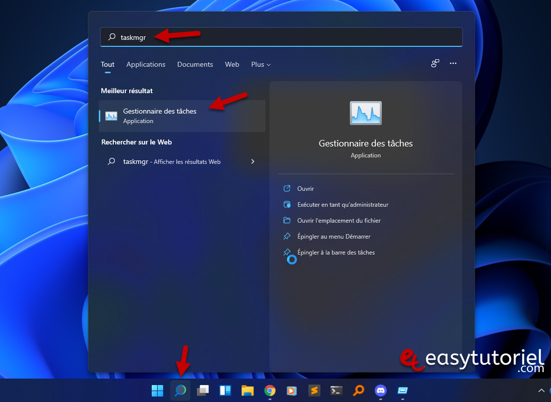 ouvrir gestionnaire des taches windows 11 4 recherche windows taskmgr