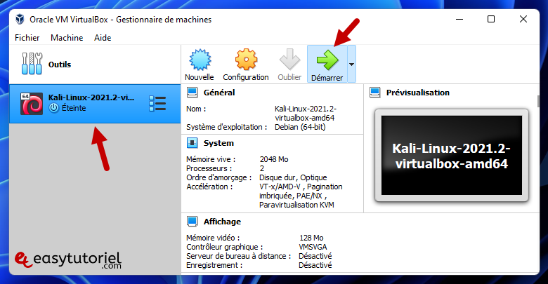 telecharger installer kali linux ova virtualbox machine virtuelle windows 11 10