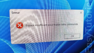erreur Espace insuffisant pour traiter cette commande solution