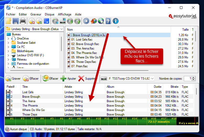 graver un cd audio windows 2 deplacer les fichiers flac m3u