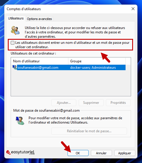 supprimer ecran connexion login windows 11 6 les utilisateurs doivent entrer un nom utilisateur et mot de passe utiliser cet ordinateur