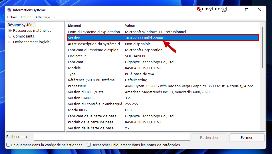 version windows 11 4 informations systeme