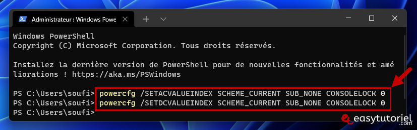 desactiver supprimer mot de passe veille windows 11 8 powercfg 0
