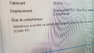 erreur code 43 windows a arrete ce peripherique car il presente des problemes solution