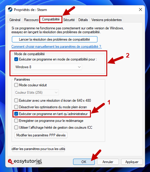 reparer erreur 0xc00007b windows logiciel solution 13 mode de compatibilite executer en tant qu administrateur