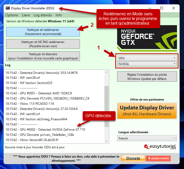 solution erreur code 43 nvidia windows 7 display driver uninstaller