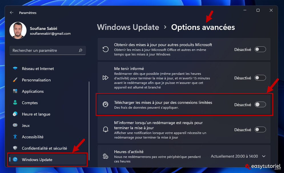 bloquer windows update 15 options avancees telecharger mises a jour par connexions limitees