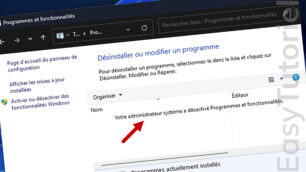 desactiver programmes et fonctionnalites panneau de configuration