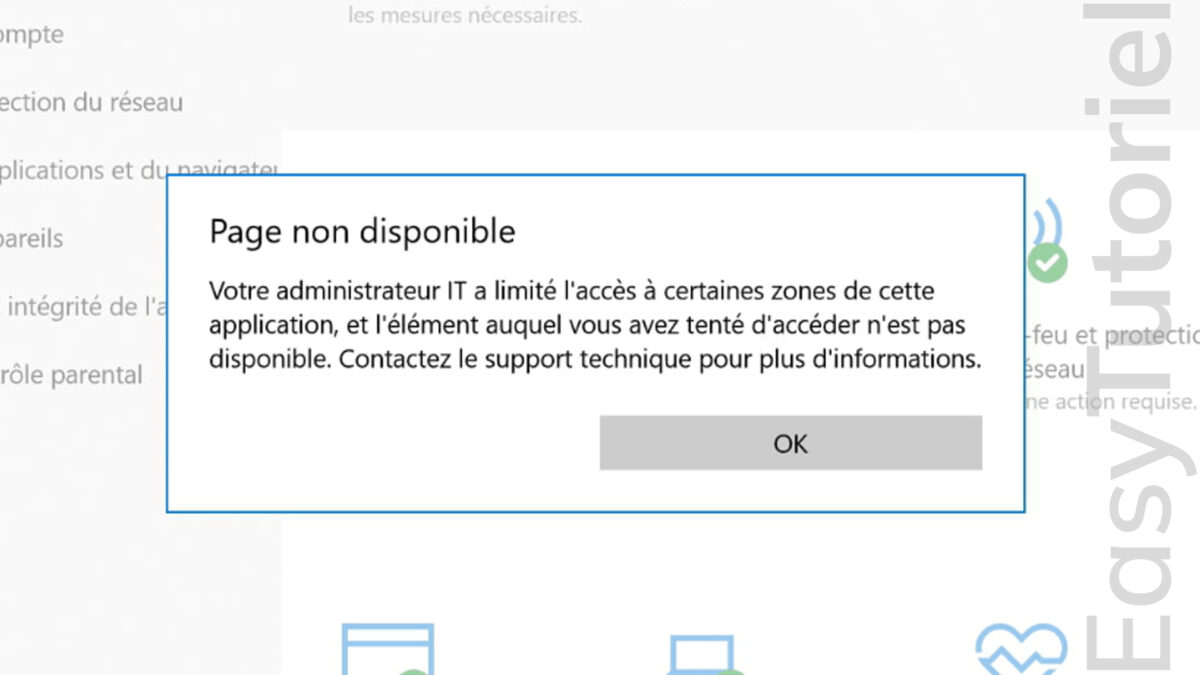 erreur votre administrateur IT a limite l acces solution