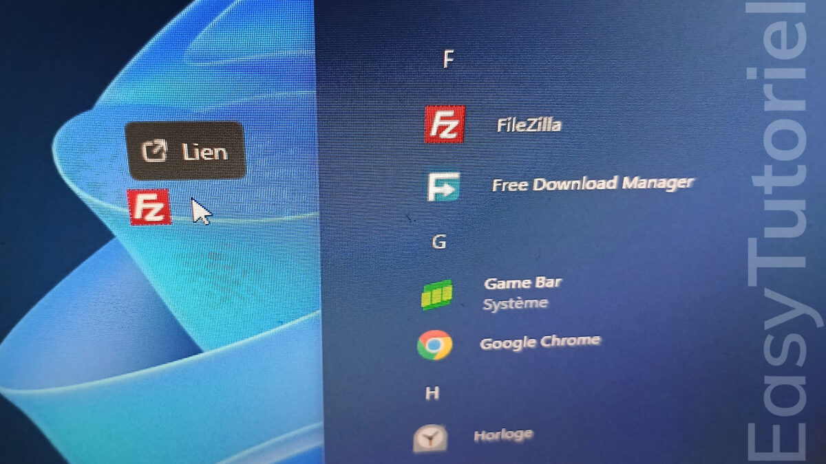 creer raccourci application bureau windows 11