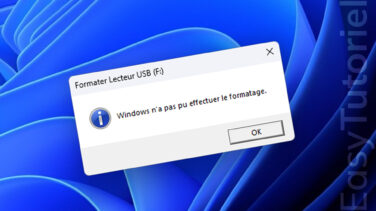 erreur windows n a pas pu effectuer le formatage solution