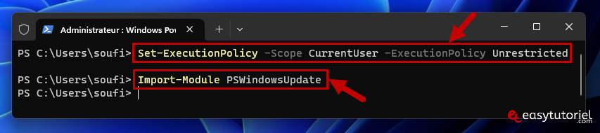 powershell windows update 2 import module pswindowsupdate