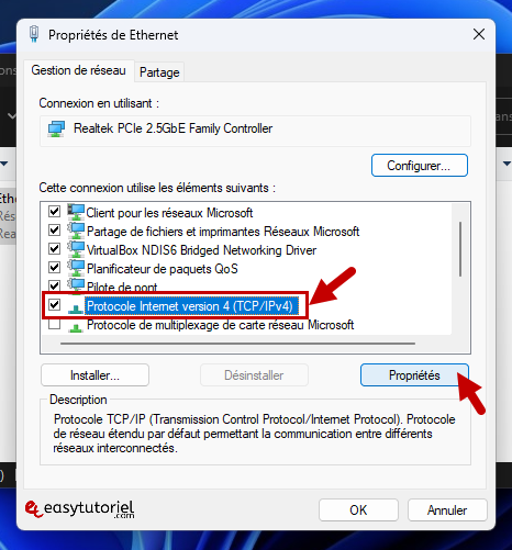 reseau non identifie ethernet 9 protocole internet version 4 tcp ipv4