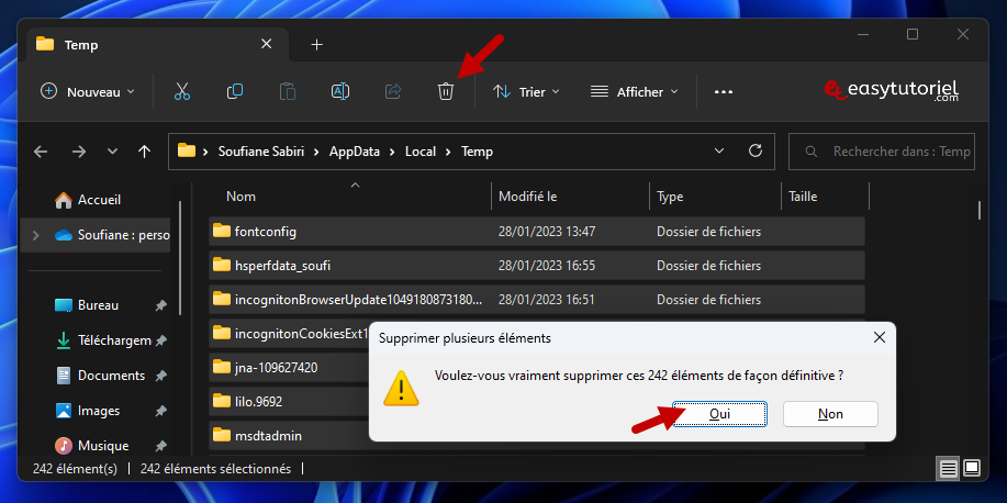 supprimer fichiers temporaires windows 11 5 dossier appdata local temp