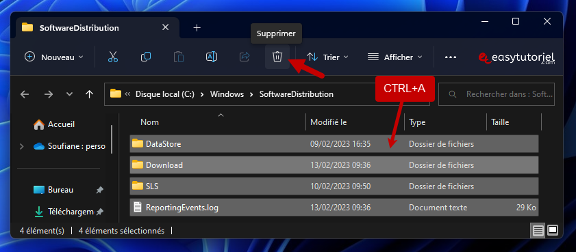 windows update 10 supprimer fichiers softwaredistribution
