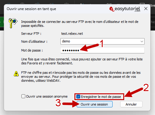 ftp serveur lecteur windows 9 mot de passe