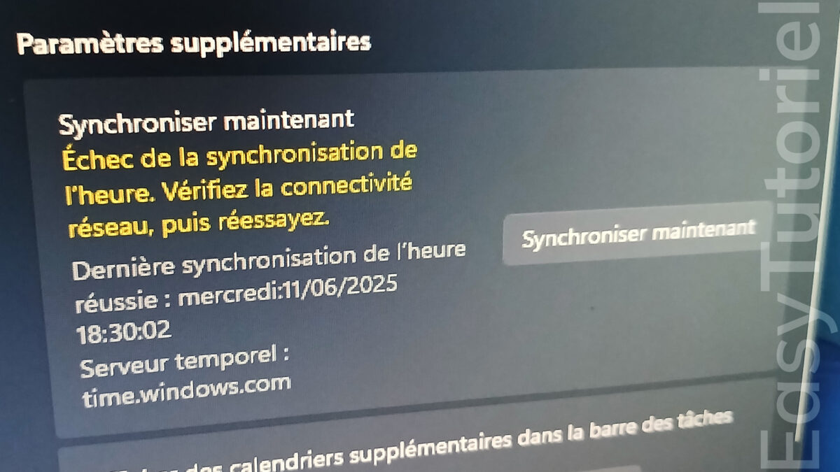 echec de la synchronisation de lheure erreur windows solution