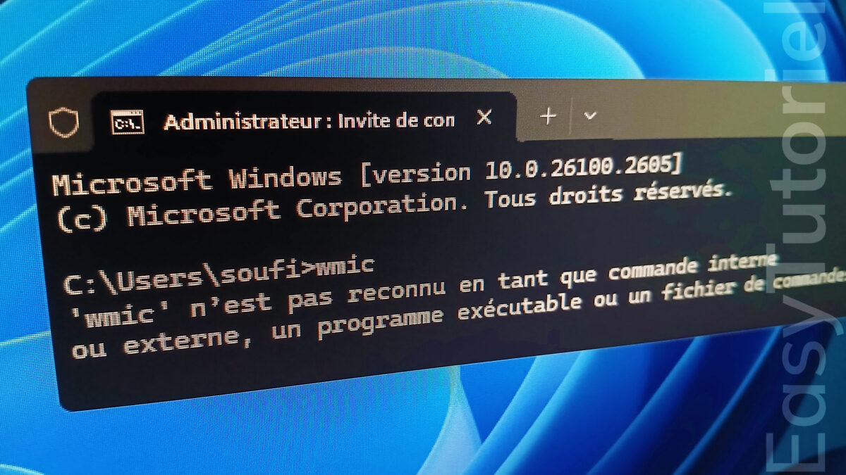 WMIC n est pas reconnu comme une commande interne ou externe