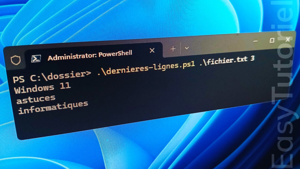 afficher dernieres lignes ps powershell windows