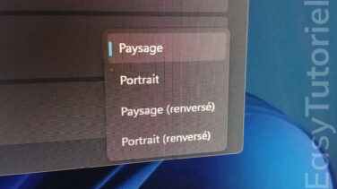 retourner ecran orientation paysage windows